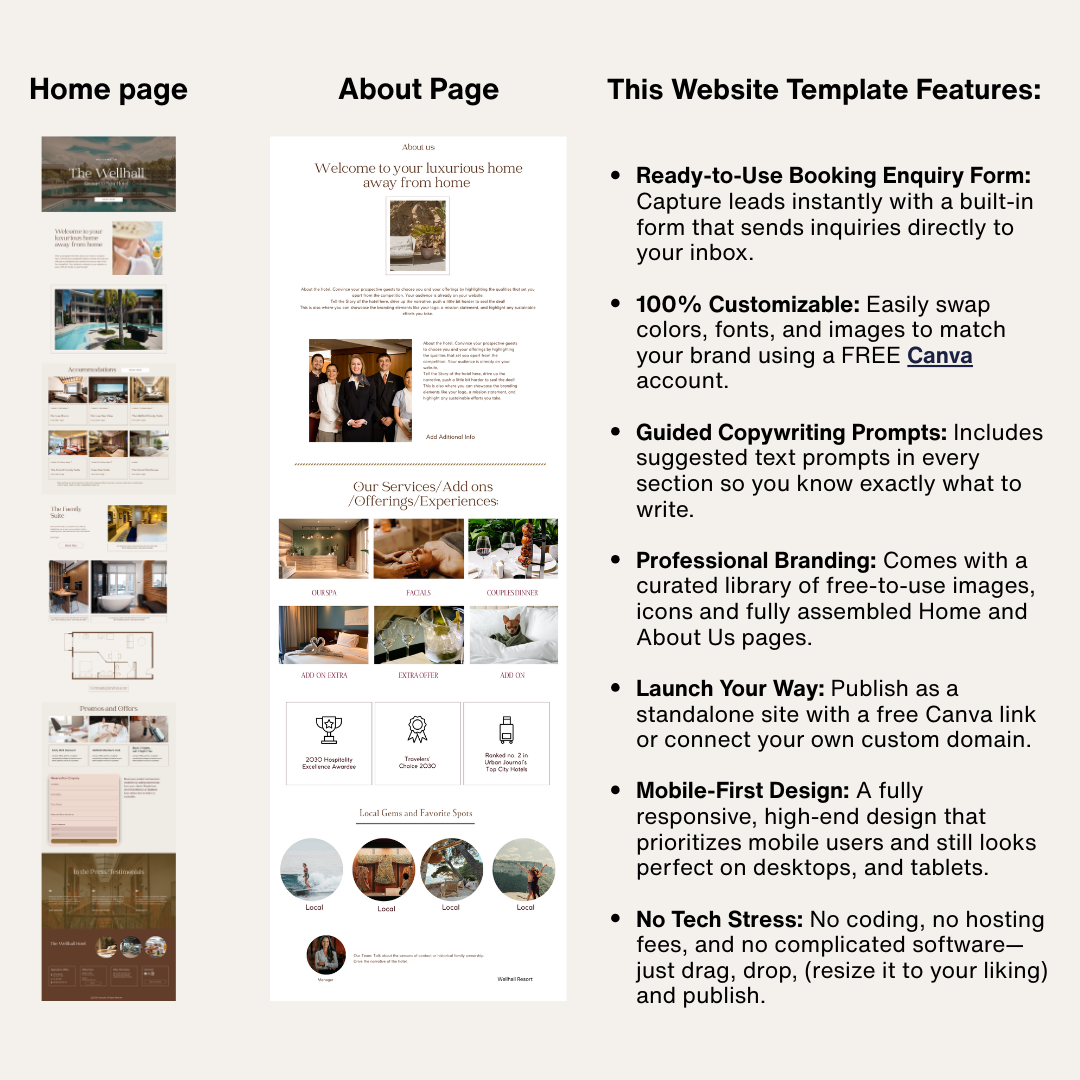 Dynamic Editable Website (Home & About Pages + Reservation Enquiry Form)