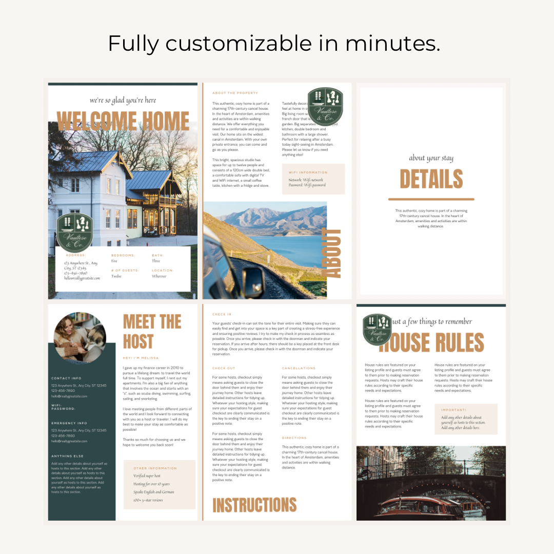 Short Term Rental Airbnb Welcome Guide & Booklet (12 Pages)